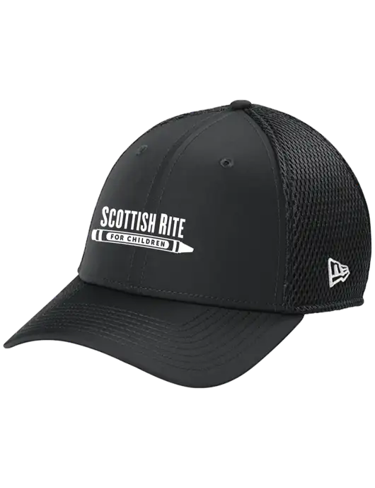 New Era 39THIRTY Performance Stretch Charcoal Grey Mesh Cap w/Scottish Rite for Children Logo