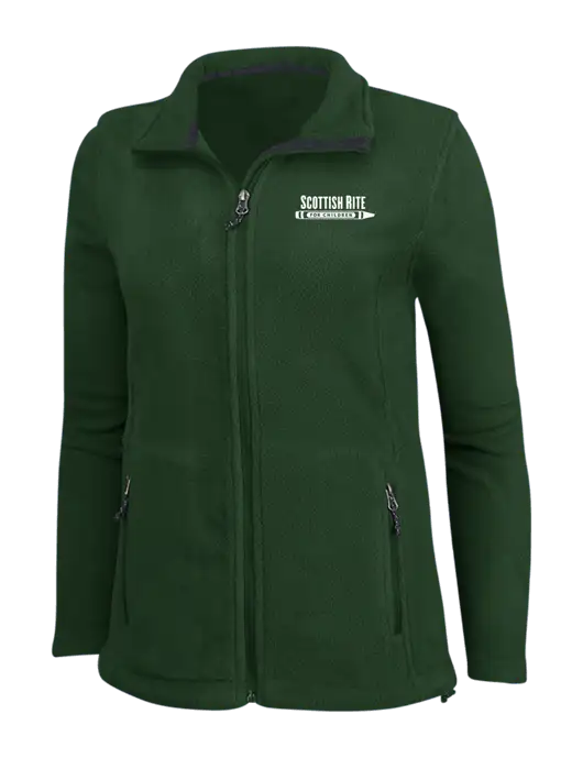 Womens Fleece Dark Green Jacket w/Scottish Rite for Children Logo