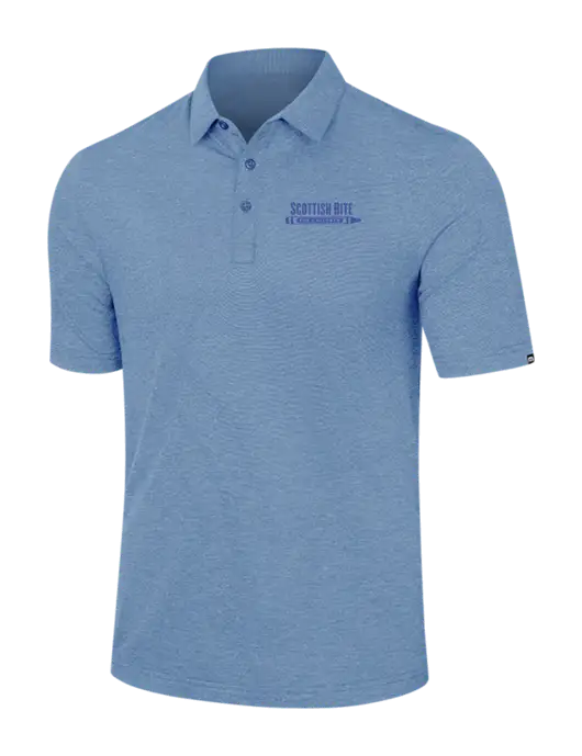TravisMathew Light Blue Heather Sunnyvale Polo w/Scottish Rite for Children Logo