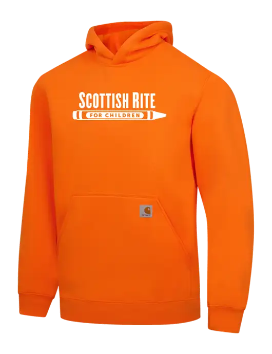 Carhartt Neon Orange Midweight Hooded Sweatshirt w/Scottish Rite for Children Logo