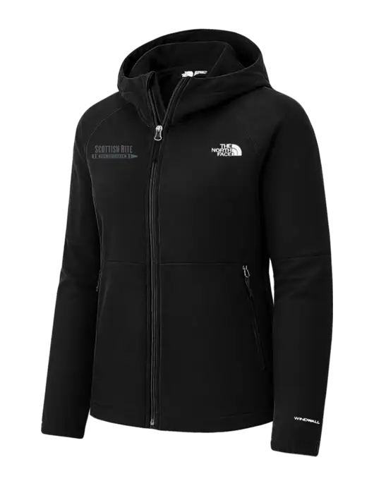 The North Face Womens Black Barr Lake Hooded Soft Shell Jacket w/Scottish Rite for Children Logo