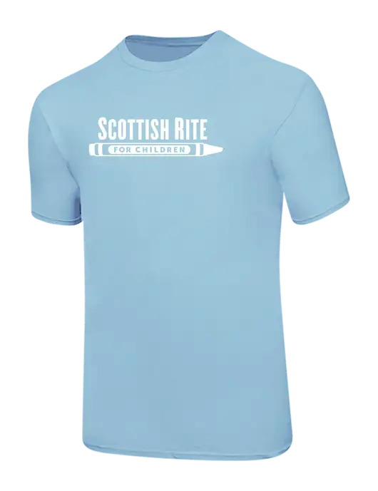 Ring Spun Light Blue 4.5 oz T-Shirt w/Scottish Rite for Children Logo