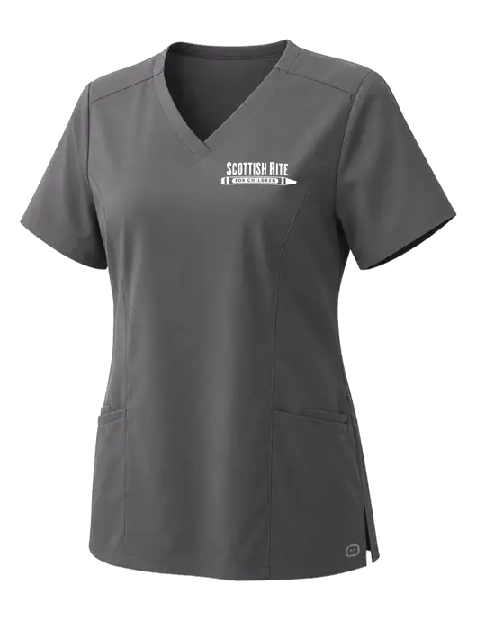 Wink Womens Pewter Premiere Flex V-Neck Top w/Scottish Rite for Children Logo