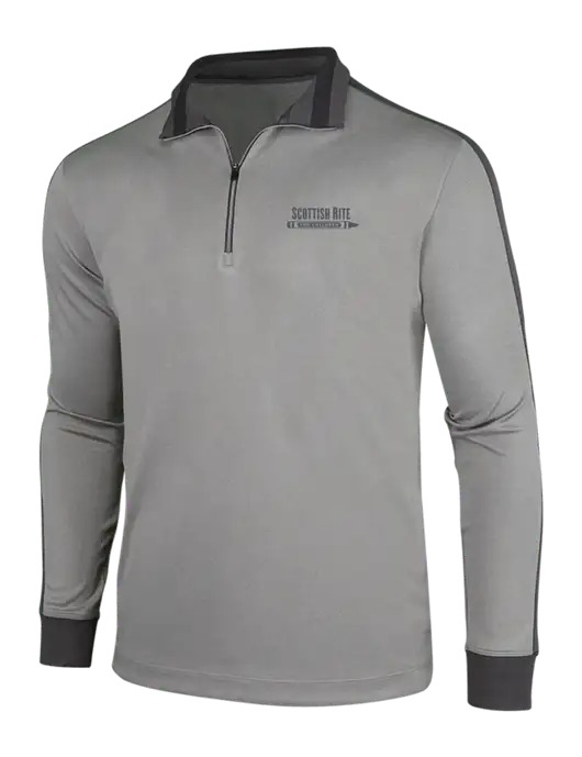 NIKE Athletic Grey/Heather Dark Grey Dry-Fit 1/2 Zip Cover-Up w/Scottish Rite for Children Logo