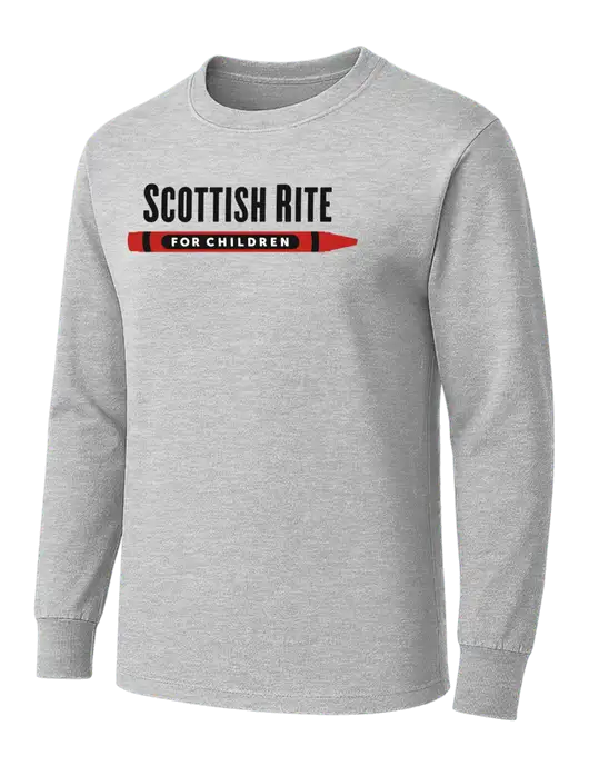Light Grey Heather Heavyweight Long Sleeve 6.1 oz T-Shirt w/Scottish Rite for Children Logo