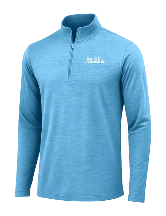 Light Blue Heather Posicharge Tri-Blend Wicking 1/4 Zip Pullover w/Scottish Rite for Children Logo