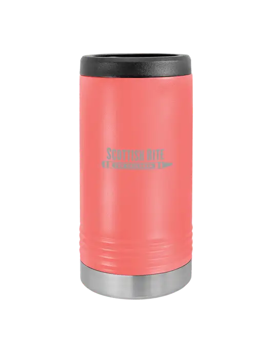 Polar Camel Powder Coated Coral Vacuum Insulated Slim Beverage Holder w/Scottish Rite for Children Logo