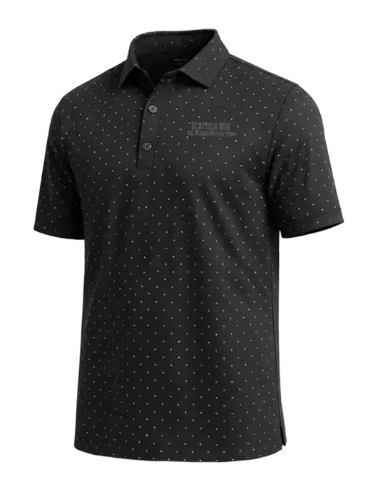 Callaway Micro Chev Black Print Polo w/Scottish Rite for Children Logo