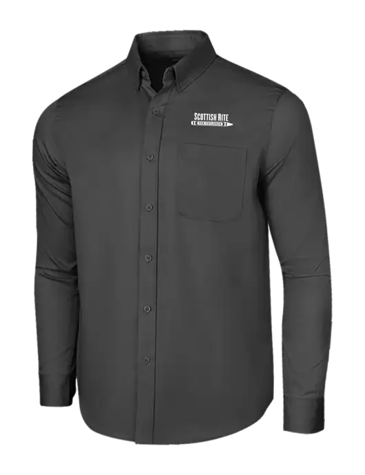 Long Sleeve Dark Grey Superpro React Twill Shirt w/Scottish Rite for Children Logo