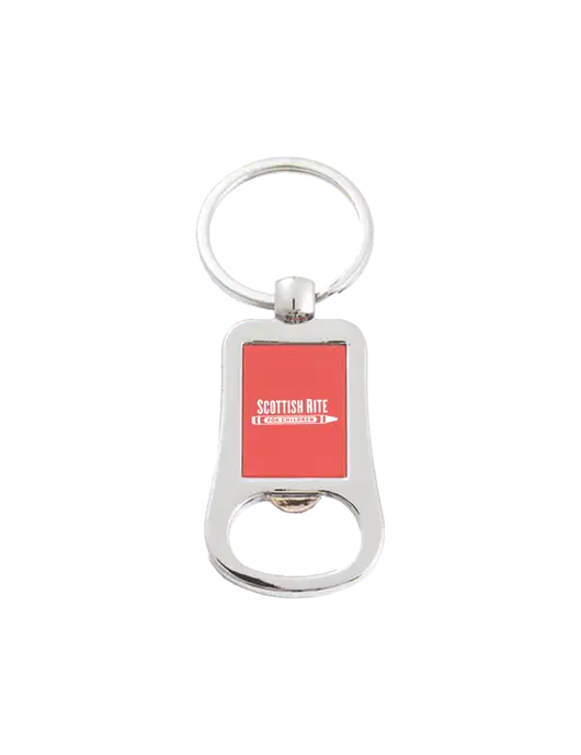 Silver & Red Bottle Opener Keychain w/Scottish Rite for Children Logo