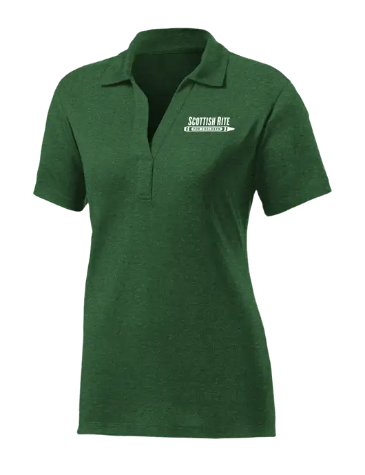 Womens Dark Green Heather Contender Polo w/Scottish Rite for Children Logo