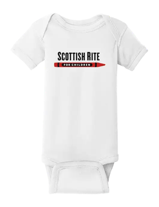 Rabbit Skins White Infant Short Sleeve Baby Rib Bodysuit w/Scottish Rite for Children Logo