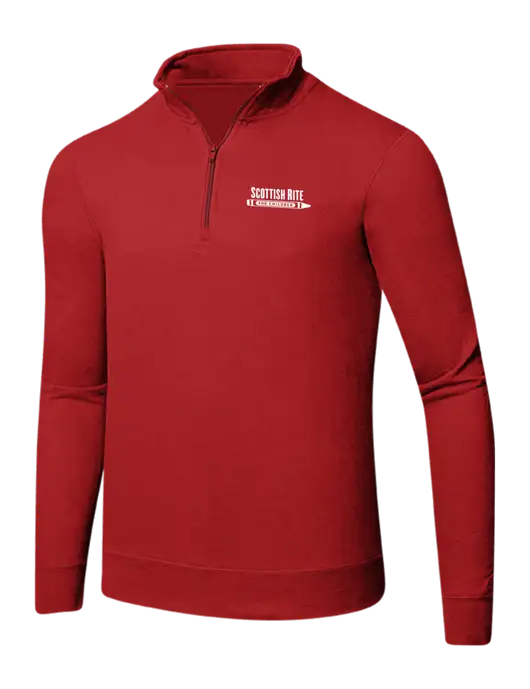 Bright Red 8.5 oz Ring Spun 1/4 Zip Pullover Sweatshirt w/Scottish Rite for Children Logo