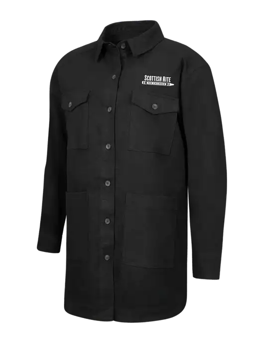 Mercer+Mettle Womens Black Long Sleeve Twill Overshirt w/Scottish Rite for Children Logo