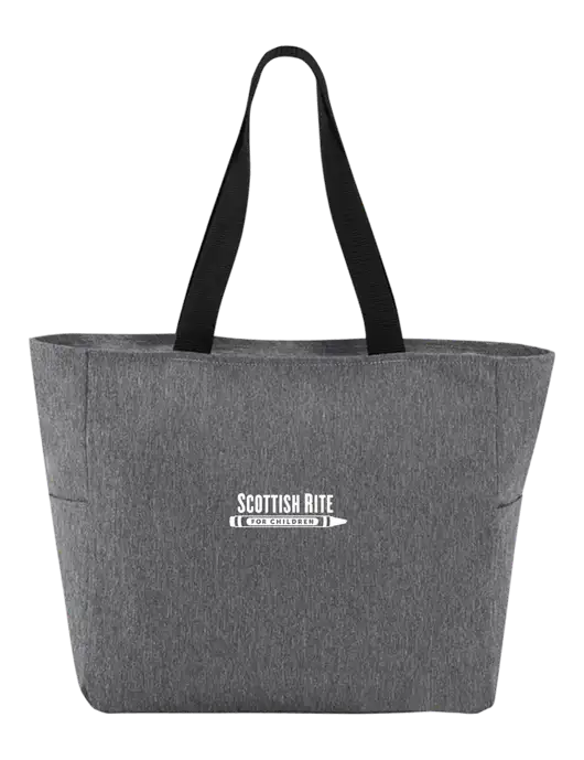 Everyday Heather Grey Zip Tote  w/Scottish Rite for Children Logo