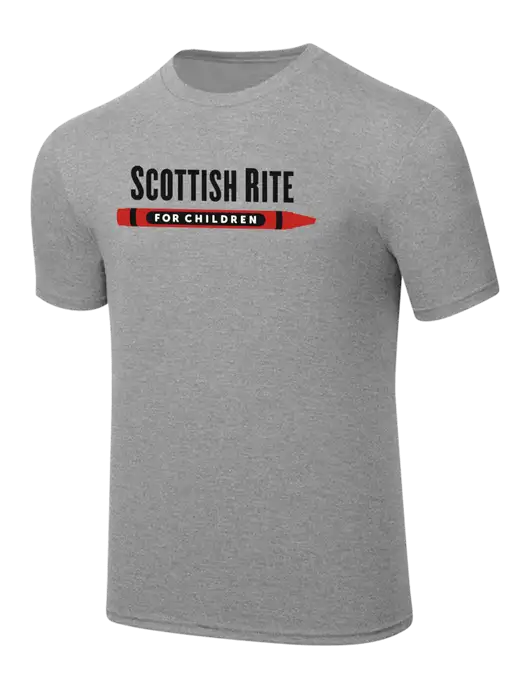 Simply Soft Heathered Light Grey 4.5oz  Poly/Combed Ring Spun Cotton T-Shirt w/Scottish Rite for Children Logo