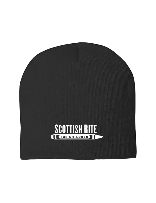 Solid Black Element Knit Beanie w/Scottish Rite for Children Logo