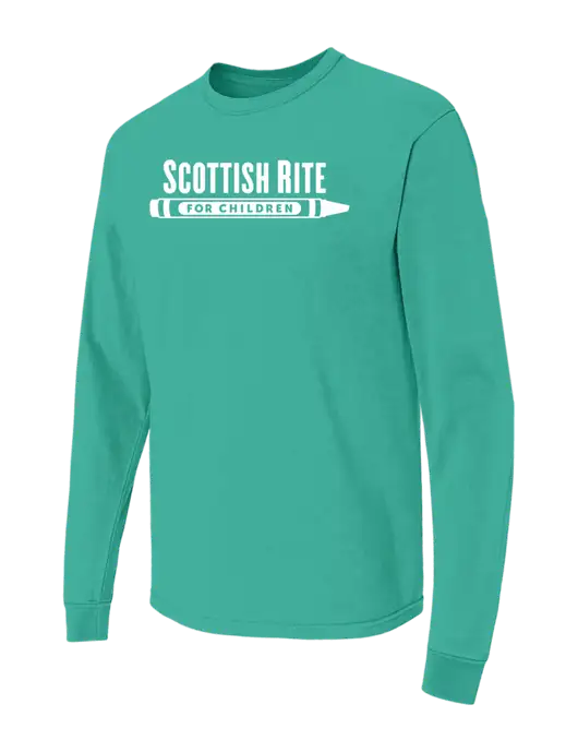 Comfort Colors Garment-Dyed Kelly Green Heavyweight Long Sleeve T-Shirt w/Scottish Rite for Children Logo
