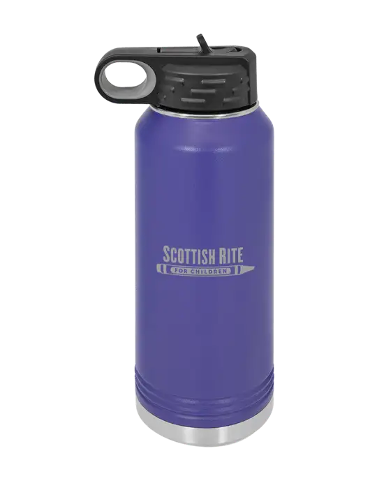 Polar Camel 32 oz Powder Coated Purple Vacuum Insulated Water Bottle w/Scottish Rite for Children Logo