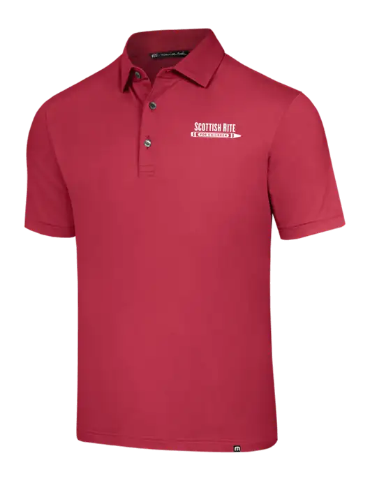 TravisMathew Red Glenview Solid Polo w/Scottish Rite for Children Logo