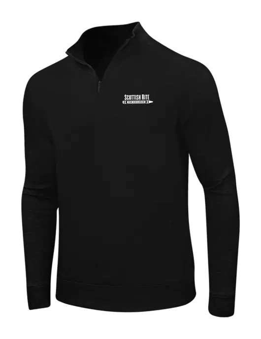 Deep Black/Charcoal Heather Interlock 1/4 Zip w/Scottish Rite for Children Logo