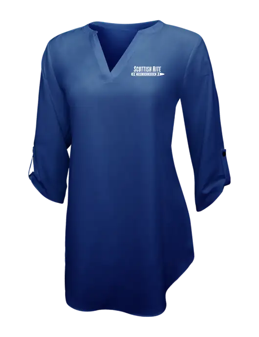 Dark Royal Womens 3/4 Sleeve Tunic Blouse w/Scottish Rite for Children Logo