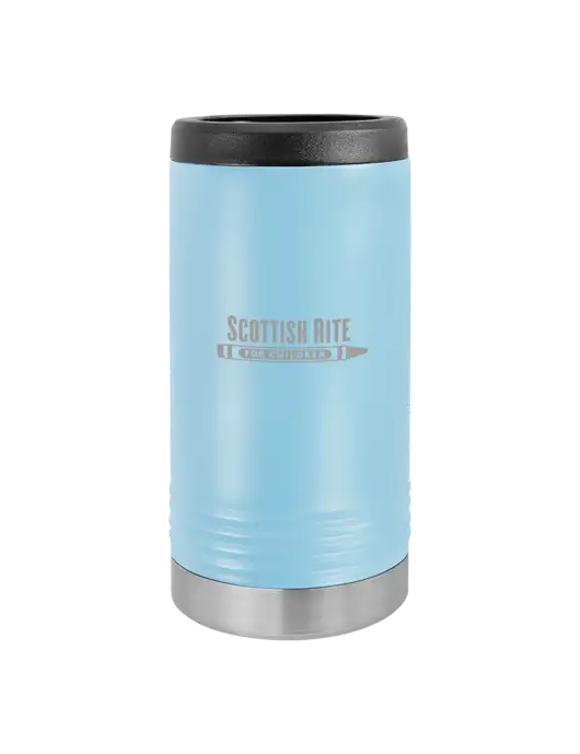 Polar Camel Powder Coated Light Blue Vacuum Insulated Slim Beverage Holder w/Scottish Rite for Children Logo