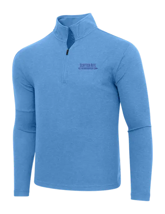 Adidas Light Blue Heather 3 Stripes Quarter Zip Sweater w/Scottish Rite for Children Logo