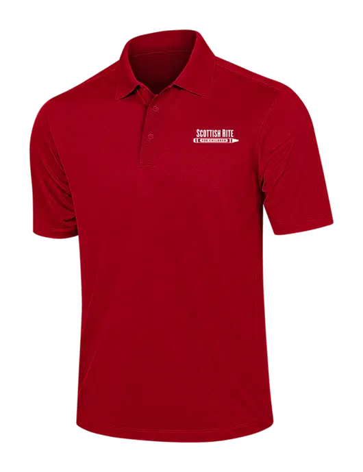 Red Diamond Textured Jacquard Polo w/Scottish Rite for Children Logo