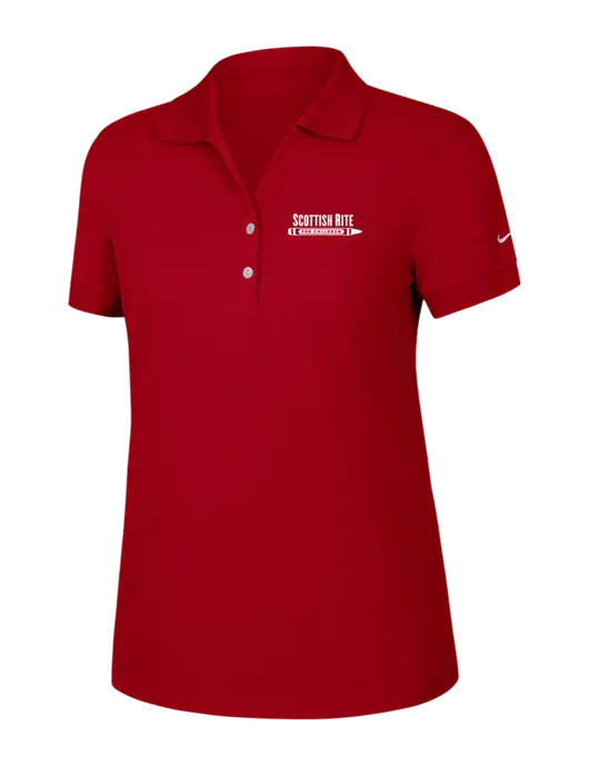 Nike Womens Dri-FIT Classic Red Polo w/Scottish Rite for Children Logo