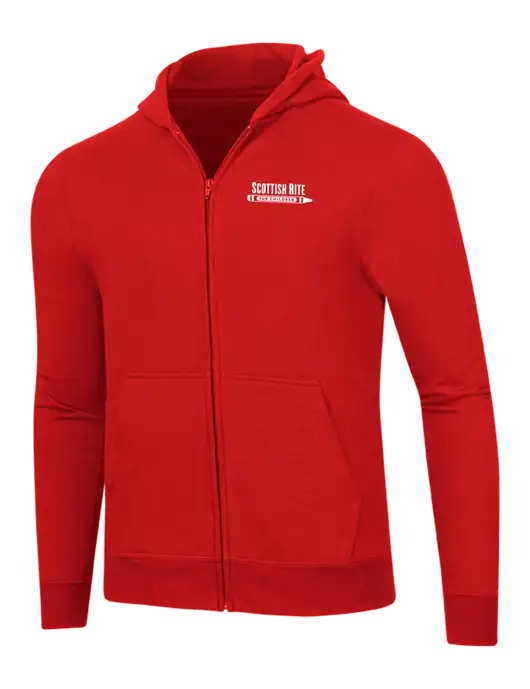 Bright Red 8.5 oz Ring Spun Zip Hooded Sweatshirt w/Scottish Rite for Children Logo