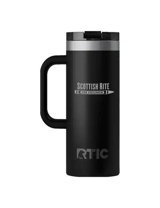 RTIC Road Trip 20 oz Black Travel Mug w/Scottish Rite for Children Logo