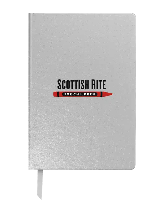 Achieve Silver Hardcover Journal, 5.5 x 8.37 w/Scottish Rite for Children Logo