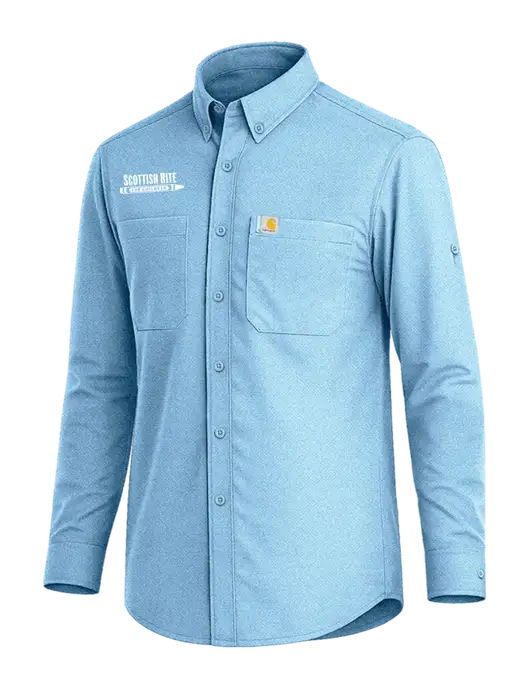 Carhartt Force Sun Defender Light Blue Long Sleeve Shirt w/Scottish Rite for Children Logo