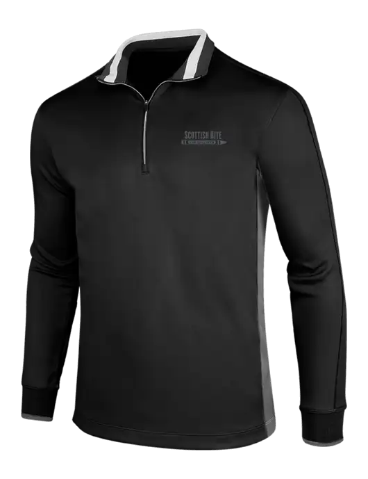 NIKE Black/Dark Grey/White Dry-Fit 1/2 Zip Cover-Up w/Scottish Rite for Children Logo
