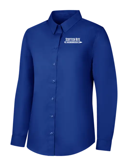 Womens Royal Long Sleeve Carefree Poplin Shirt w/Scottish Rite for Children Logo