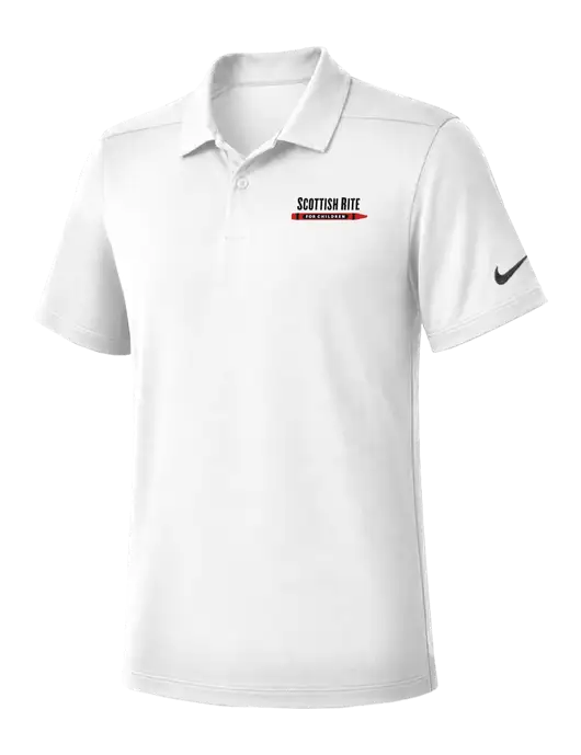 Nike White Dry Essential Solid Polo w/Scottish Rite for Children Logo