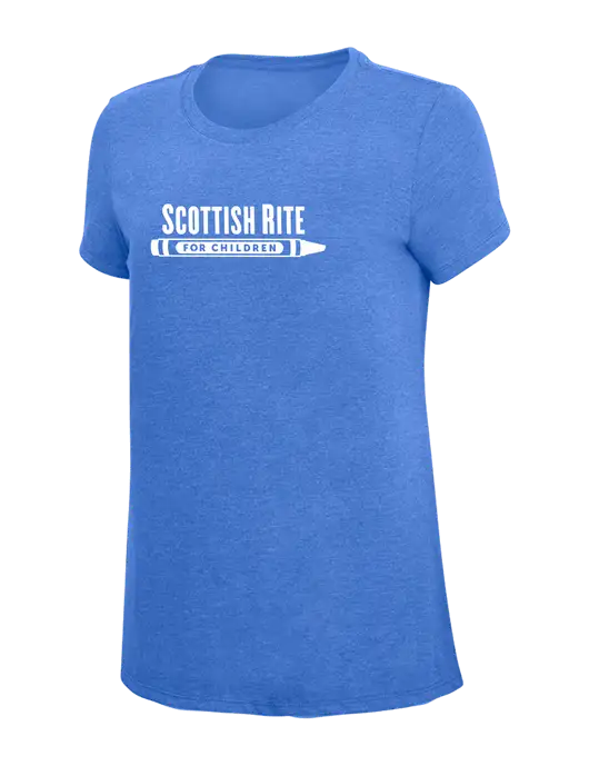 Womens Simply Soft Royal Frost 4.5oz  Poly/Combed Ring Spun Cotton T-Shirt w/Scottish Rite for Children Logo