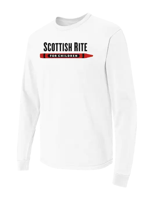 Comfort Colors Garment-Dyed White Heavyweight Long Sleeve T-Shirt w/Scottish Rite for Children Logo