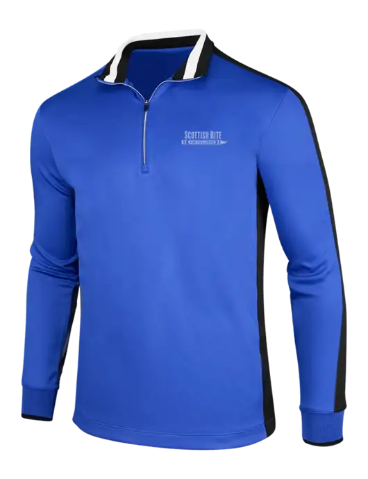 NIKE Game Royal/Black/White Dry-Fit 1/2 Zip Cover-Up w/Scottish Rite for Children Logo