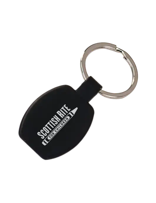 Black Laserable Rounded Rectangle Keychain w/Scottish Rite for Children Logo