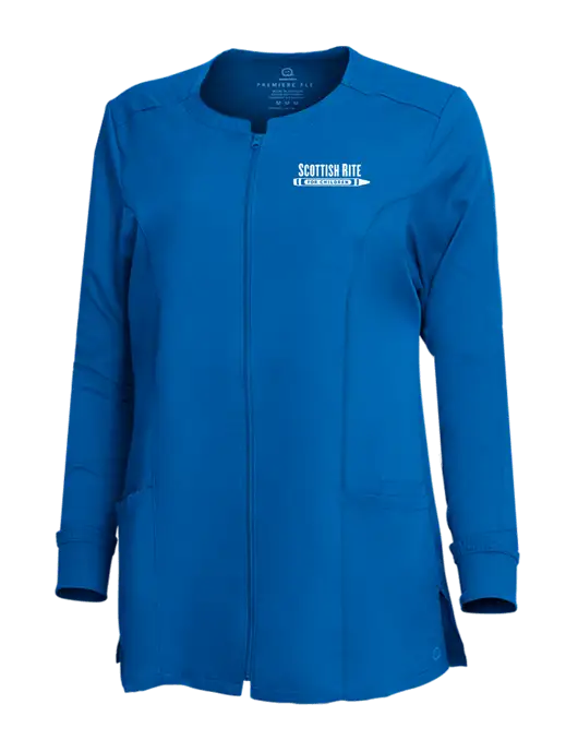 Wink Womens Royal Premiere Flex Full-Zip Scrub Jacket w/Scottish Rite for Children Logo