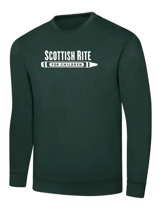 Dark Green 7.8 oz Ring Spun Crew Sweatshirt w/Scottish Rite for Children Logo