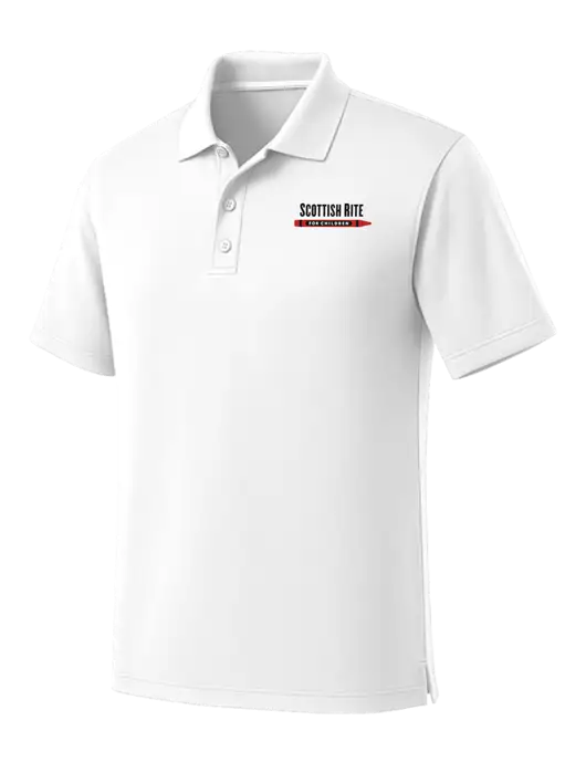 White Dry Zone UV Micro Mesh Polo w/Scottish Rite for Children Logo