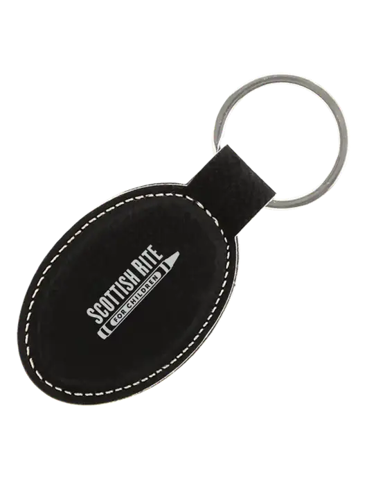 Black Leatherette Oval Keychain w/Scottish Rite for Children Logo