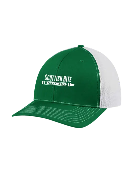 Richardson Adjustable Snapback Original 112 Trucker Cap Kelly w/White Mesh w/Scottish Rite for Children Logo