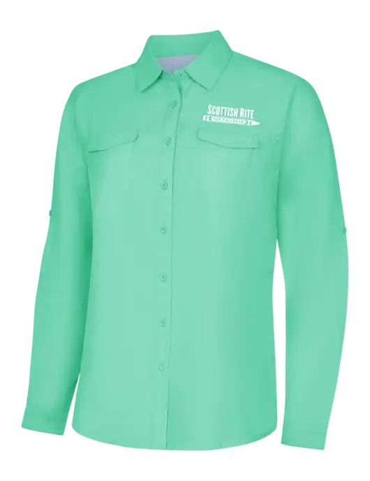 Womens Light Green Long Sleeve UV Daybreak Shirt w/Scottish Rite for Children Logo