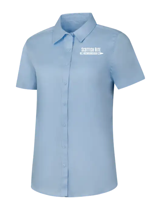 Womens Light Blue Short Sleeve Superpro React Twill Shirt w/Scottish Rite for Children Logo