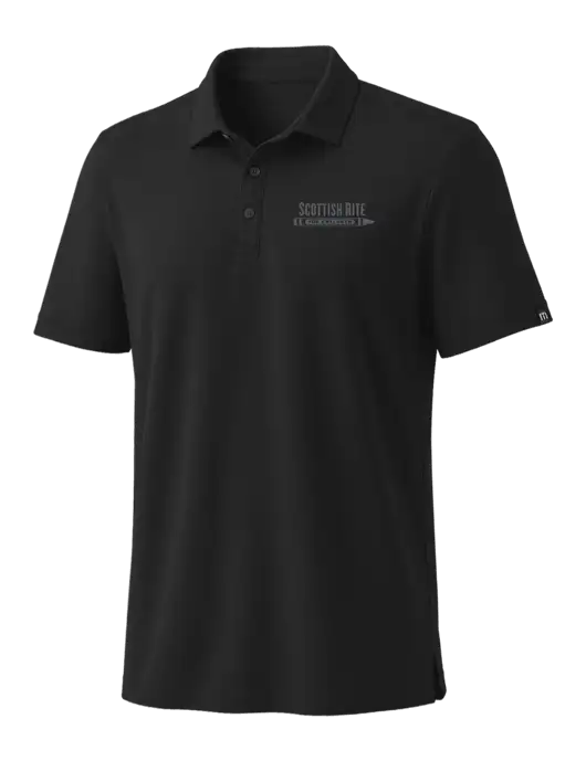 TravisMathew Black Coto Performance Polo w/Scottish Rite for Children Logo