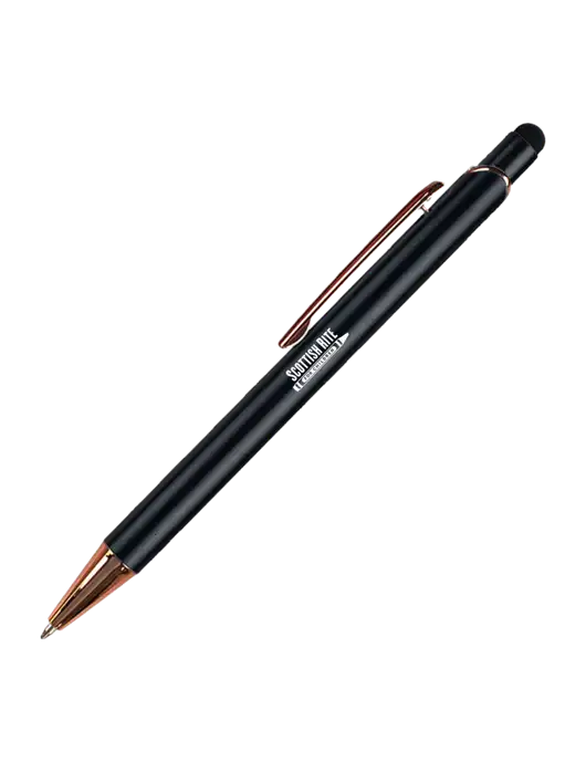 Waterlily Black Stylus Blue Ink Pen w/Scottish Rite for Children Logo